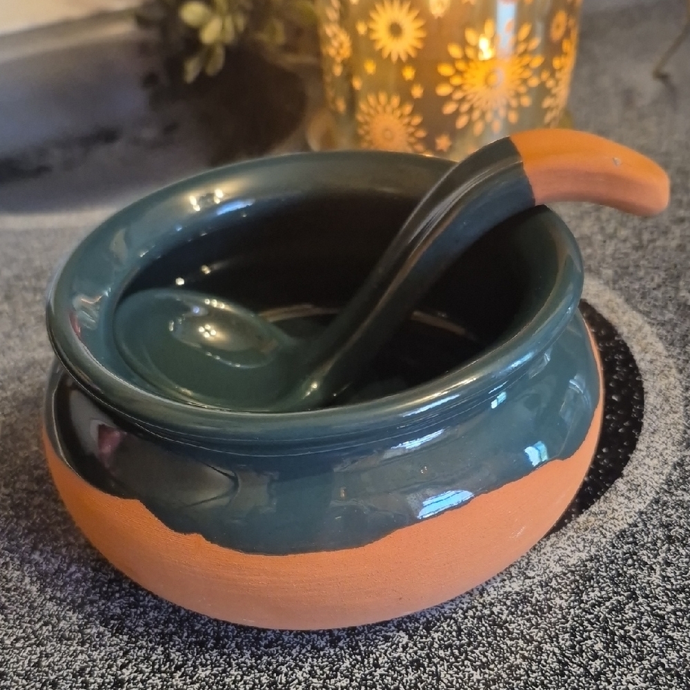 Harry And David Soup Salsa Bowl  Ladle  Dip Bowl With Spoon New Never Used